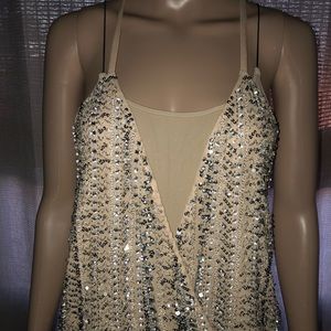 Parker Nude Top with Silver Sequin